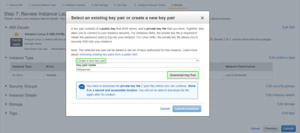 Generate an AWS key pair