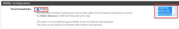 DNSBL Perfmit Firewall Rules for multiple interfaces