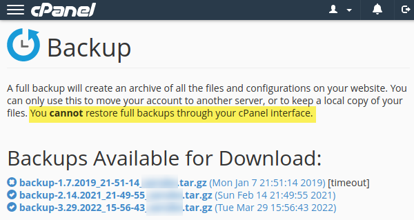 Download the full backup tarball