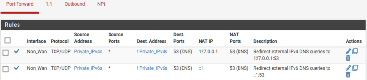 Firewall DNS query redirect rules to localhost