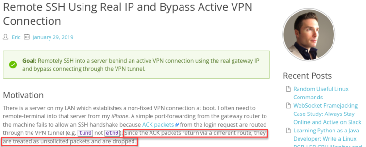 VPN causes ACK packets to return over the wrong adapter