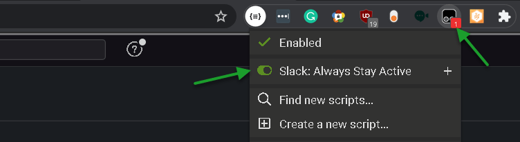 Activate the Slack: Always Stay Active script