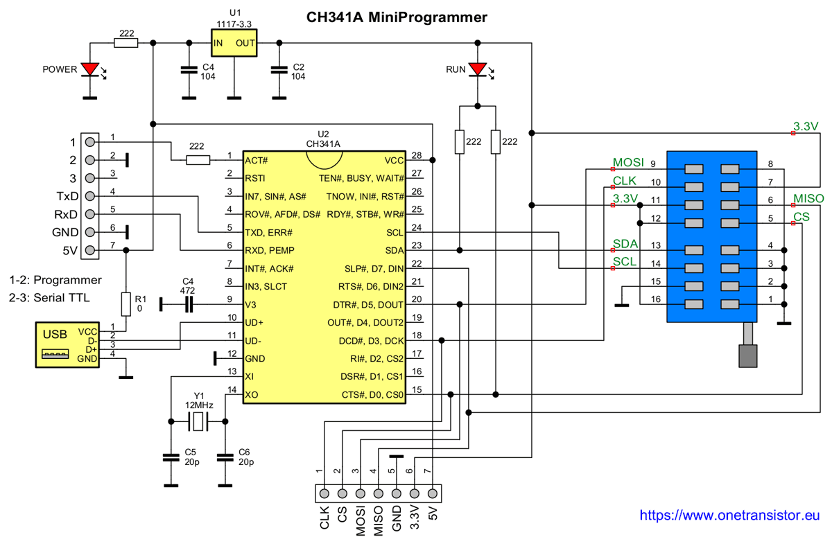 CH341A MiniProgrammer ISP programmer schematic