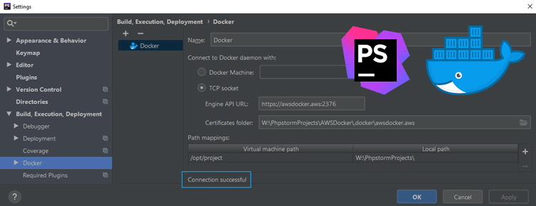 Connect PhpStorm to a Docker Daemon over HTTPS on AWS