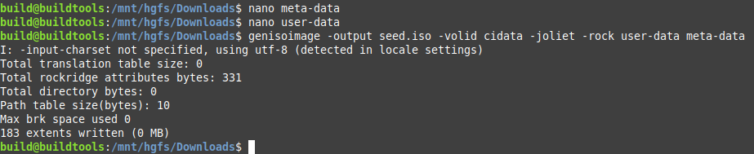 Create the seed.iso for the Ubuntu cloud image
